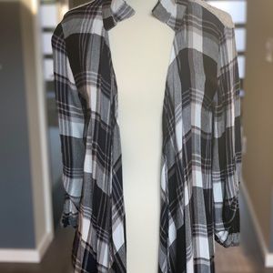 Plaid Cardigan w/Lace Back